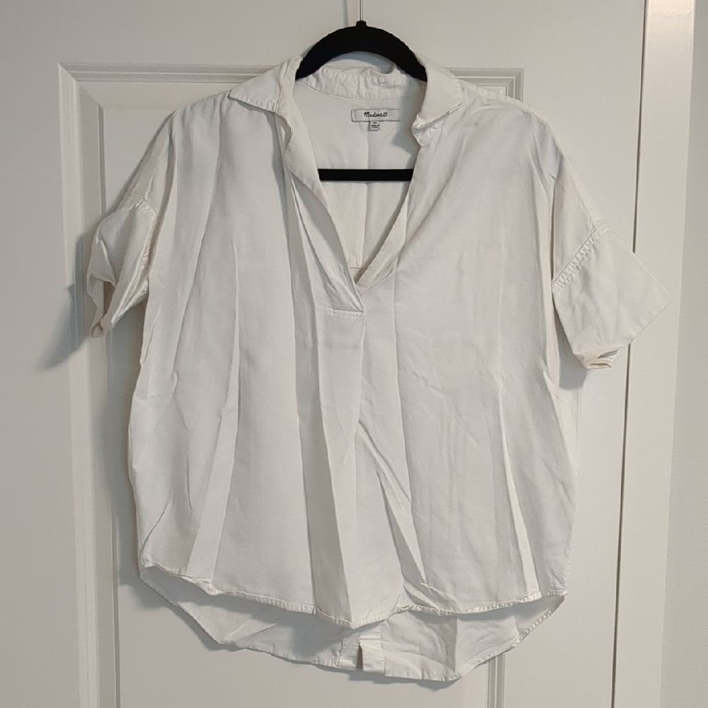 Madewell Cream Short Sleeve Blouse
